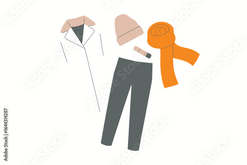 Woman s casual outfit with white jacket pants and orange scarf
