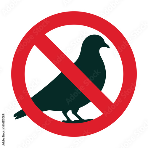No pigeons allowed sign with silhouette of a bird
