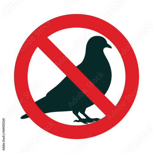 No pigeons allowed sign with silhouette of a pigeon