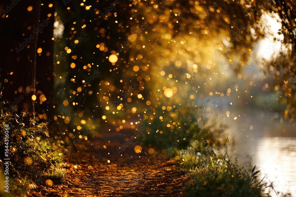 Naklejka premium Golden autumn path