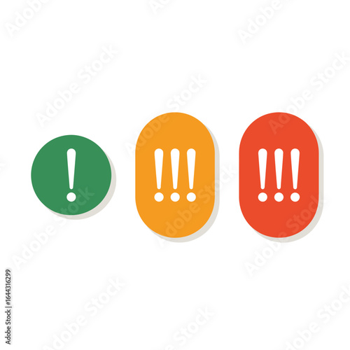 Three exclamation mark icons showing different levels of importance or alert