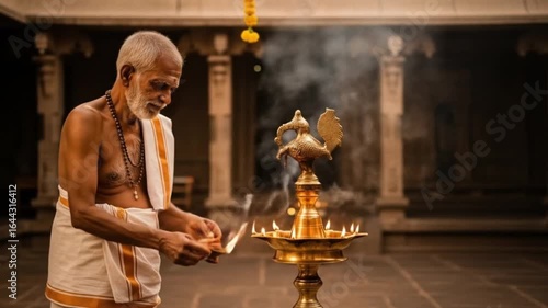 Wallpaper Mural Priest performing ritual with incense and flame Torontodigital.ca