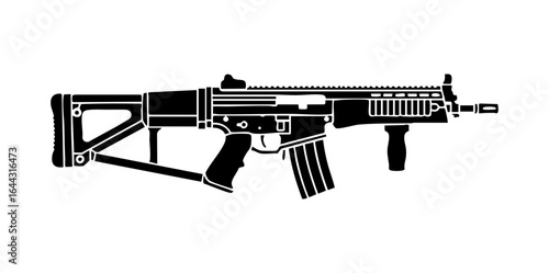 Minimal IWI Tavor TAR-21 Bullpup Rifle Side View Flat Vector Illustration