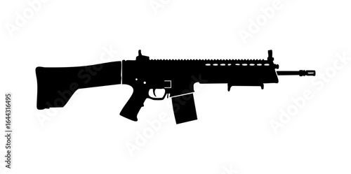 Minimal IWI Tavor TAR-21 Bullpup Rifle Side View Flat Vector Illustration