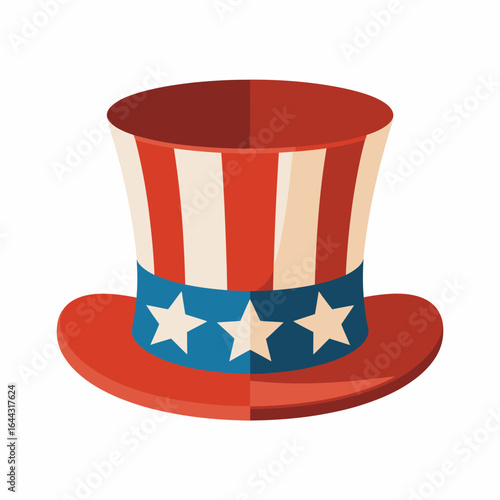 Iconic uncle sam top hat with stars and stripes