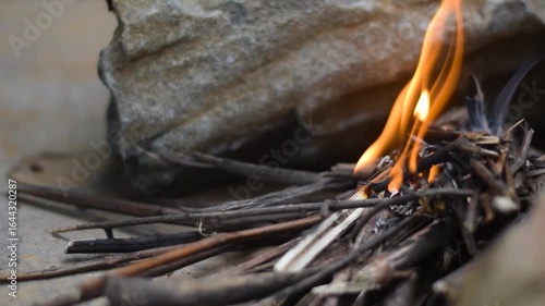 close up of a burning match