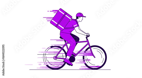 Speedy Bicycle Courier Delivering Package with Motion Blur Effect, Ideal for Illustrating Express Delivery Services and Promoting Eco-Friendly Transport Solutions.