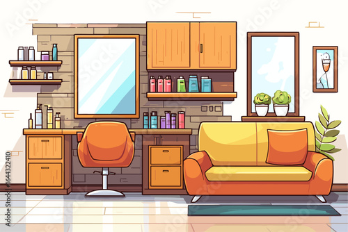 Stylish Interior of a Modern Beauty Salon with Cozy Seating Area