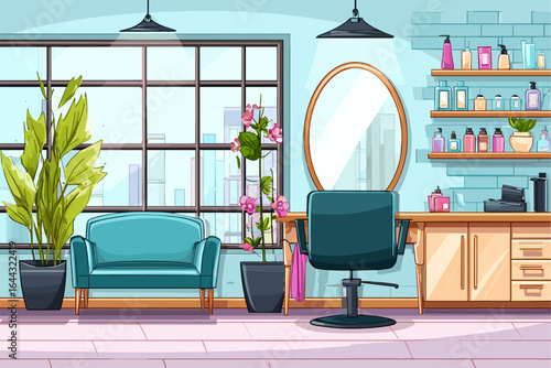 Stylish Interior of a Modern Beauty Salon with Elegant Decor