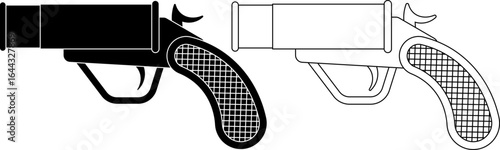 side view Flare gun icon set