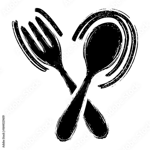 Watercolor effect spoon and fork vector icon