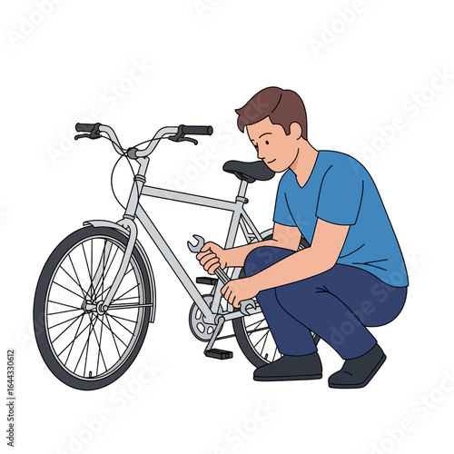 Man Repairing Bicycle Bike Maintenance and Repair Guide