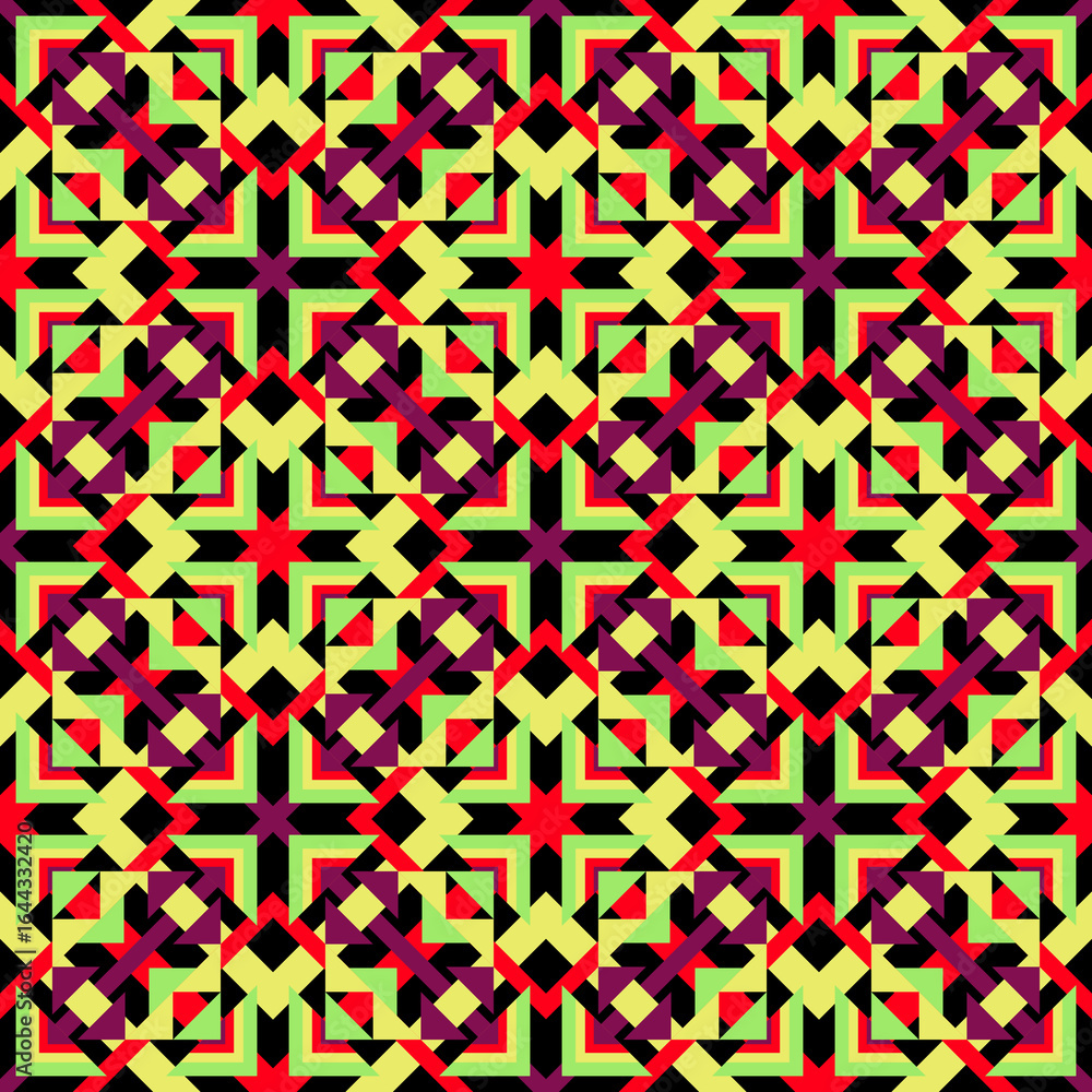Obraz premium Geometric seamless pattern with artistic crosses and floral decorative elements
