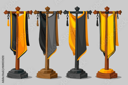 Set of Decorative Banners on Stands for Celebrations and Events