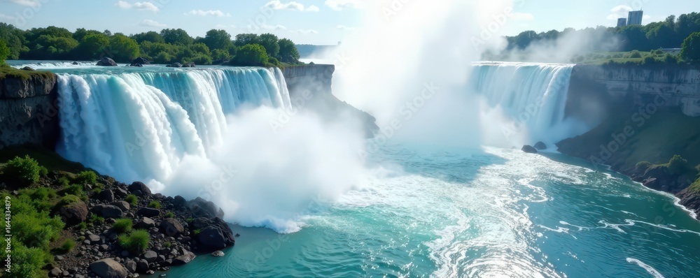 Fototapeta premium Turbulent whitewater, close-up, powerful spray, Niagara Falls , canada, powerful, rush