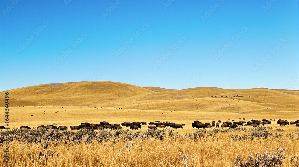 Obraz premium Rolling Hills with Bison Herd