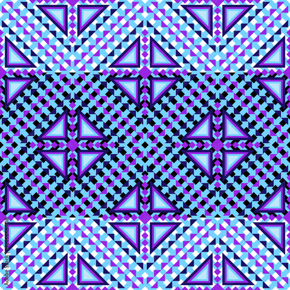 Fototapeta Seamless knitted geometric pattern with snowflake design for vintage wallpaper and fabric