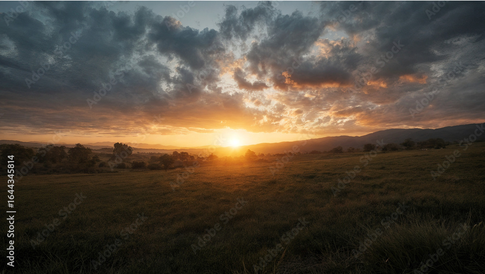 Fototapeta premium sunset in the field
