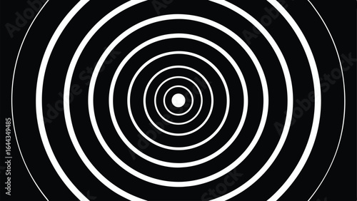 Concentric layers of outlined circles forming monochromatic design in black and white