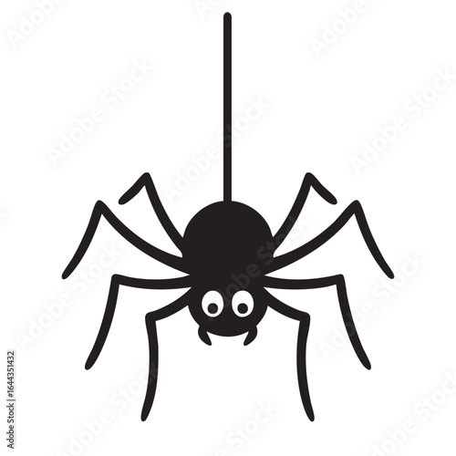 Cartoon spider silhouette hanging from web
