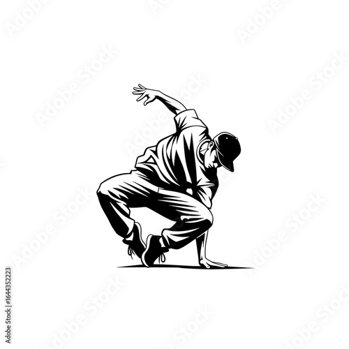 Energetic breakdancer showcases impressive moves in a dynamic and artistic urban environment