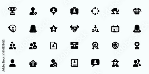 Customer Relationship Management Line Art Vector Icons — CRM, Lead Generation, Client Retention, Sales Pipeline, and Business Communication Symbols for Marketing and Training

