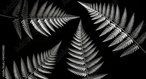 Black and White Fern Leaves Arrangement
