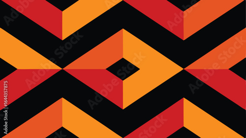 Geometric abstract pattern design in red orange and black color combination