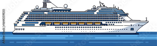 big blue cruise ship in the ocean