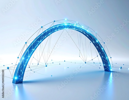 Abstract arch of connected lines and glowing points