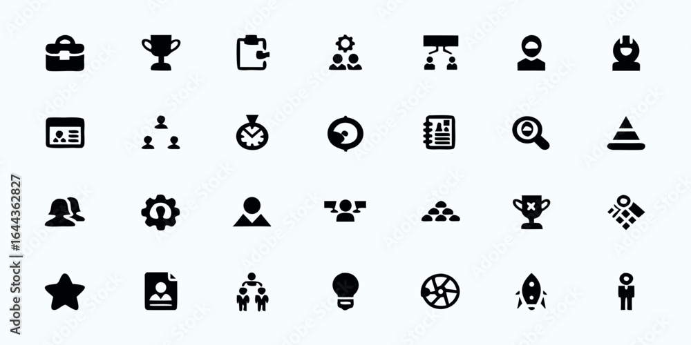 Naklejka premium Agile & Scrum Workflow Line Art Vector Icons — Sprint Planning, Task Management, Development Cycle, Team Collaboration, and Software Project Symbols