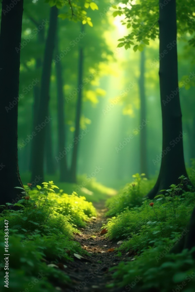 Obraz premium Deep forest green with luminous highlights, blurred bokeh effect, palette, highlights, design