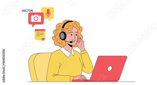 Customer support representative providing assistance via online communication channel