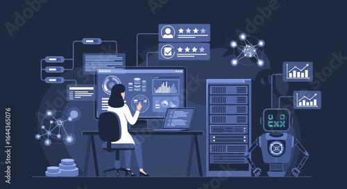 Wallpaper Mural Data analyst working with machine learning and artificial intelligence systems for business applications and data driven decisions Torontodigital.ca