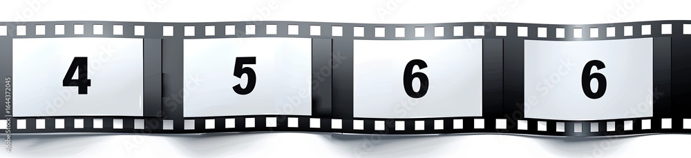 Fototapeta premium Film strip sequence numbers, empty frames, on white background. Possible use film, movie, video, cinema