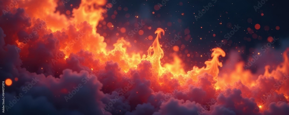 Fototapeta premium Ethereal flames dancing on dark canvas, soft glow, flame dance, black background