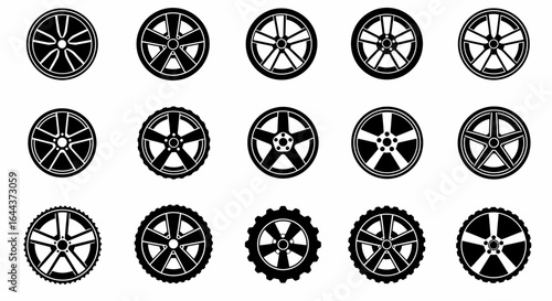 Collection of Diverse Automotive Wheel Designs Showcasing Various Styles and Configurations for Vehicle Customization and Enhancement Options