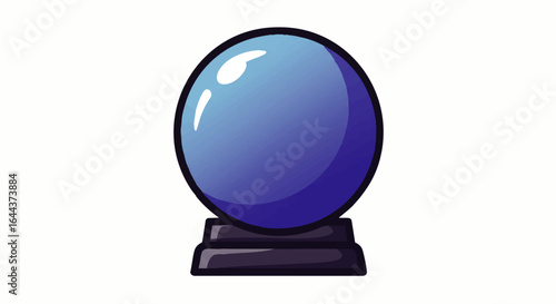 A Blue Crystal Ball with a Dark Base on a White Background