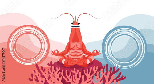 Enlightened Shrimp Pursuing Serenity Through Meditation In An Underwater Realm