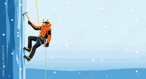 Extreme Ice Climbing Adventure With Professional Gear And Safety Equipment