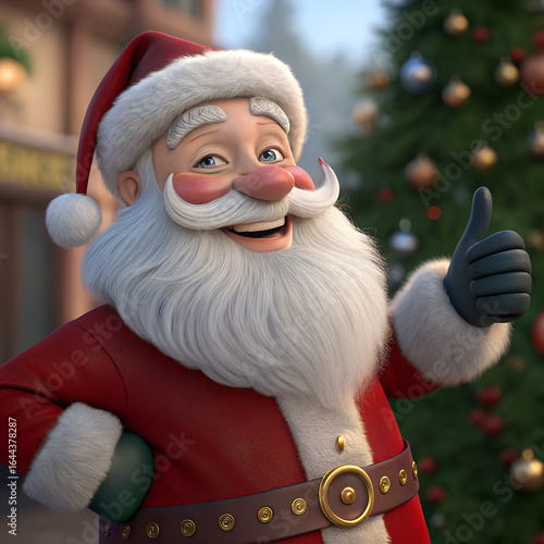 Santa Claus Thumbs Up: a cheerful santa in his traditional red suit and hat gives a thumbs up, a symbol of holiday cheer and festive goodwill