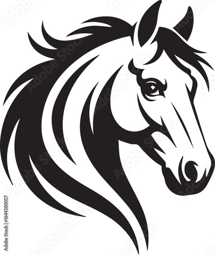 dynamic horse head silhouette vector for modern logo, racing team, farm label, or equestrian sport identity