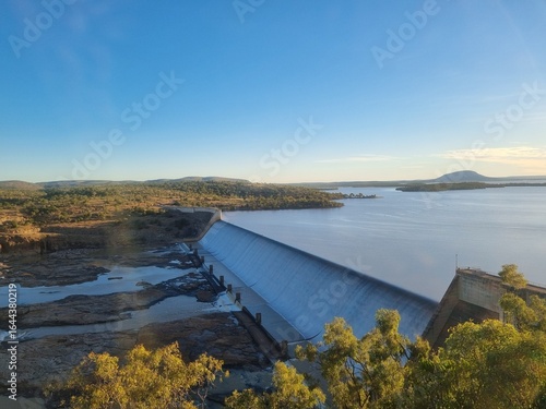 Burdekin dam flowing over dam wall