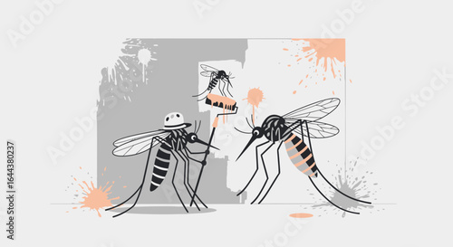 Humorous mosquito extermination illustration showcasing pest control and prevention