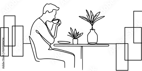 man in a cafe