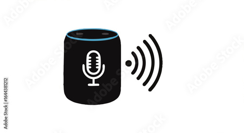 Black Smart Speaker with Microphone and Wireless Signal