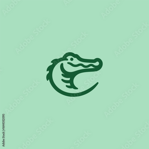 Crocodile logo in simple minimalist line art style.