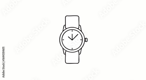 Classic analog wristwatch icon with a round dial and simple hands, line art style.
