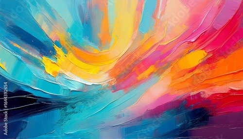 vibrant abstract acryl painting with vibrant brush strokes and colorful textures
