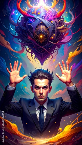 illustration of a young entrepreneur who has a cloud of smoke in the form of brillian 21